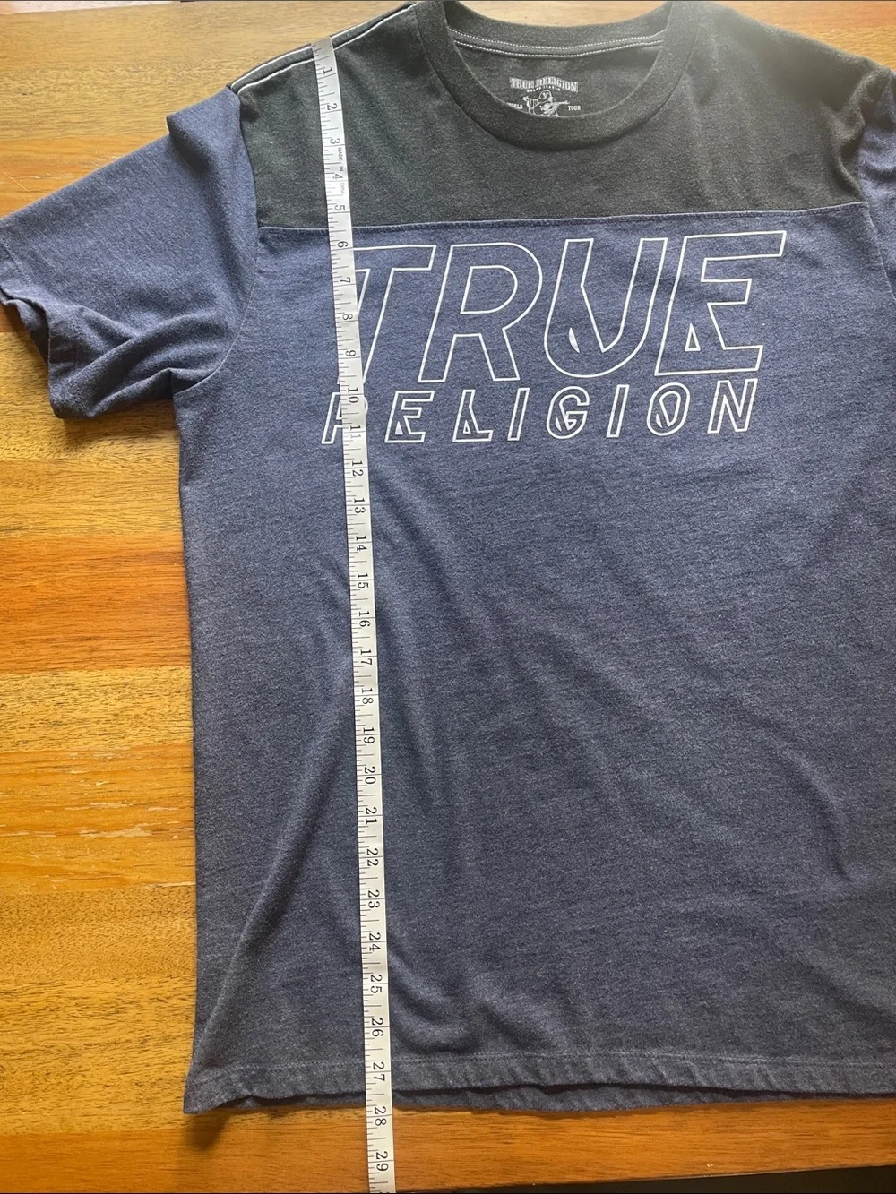 True Religion Navy and Black Short-Sleeve Logo Tee
